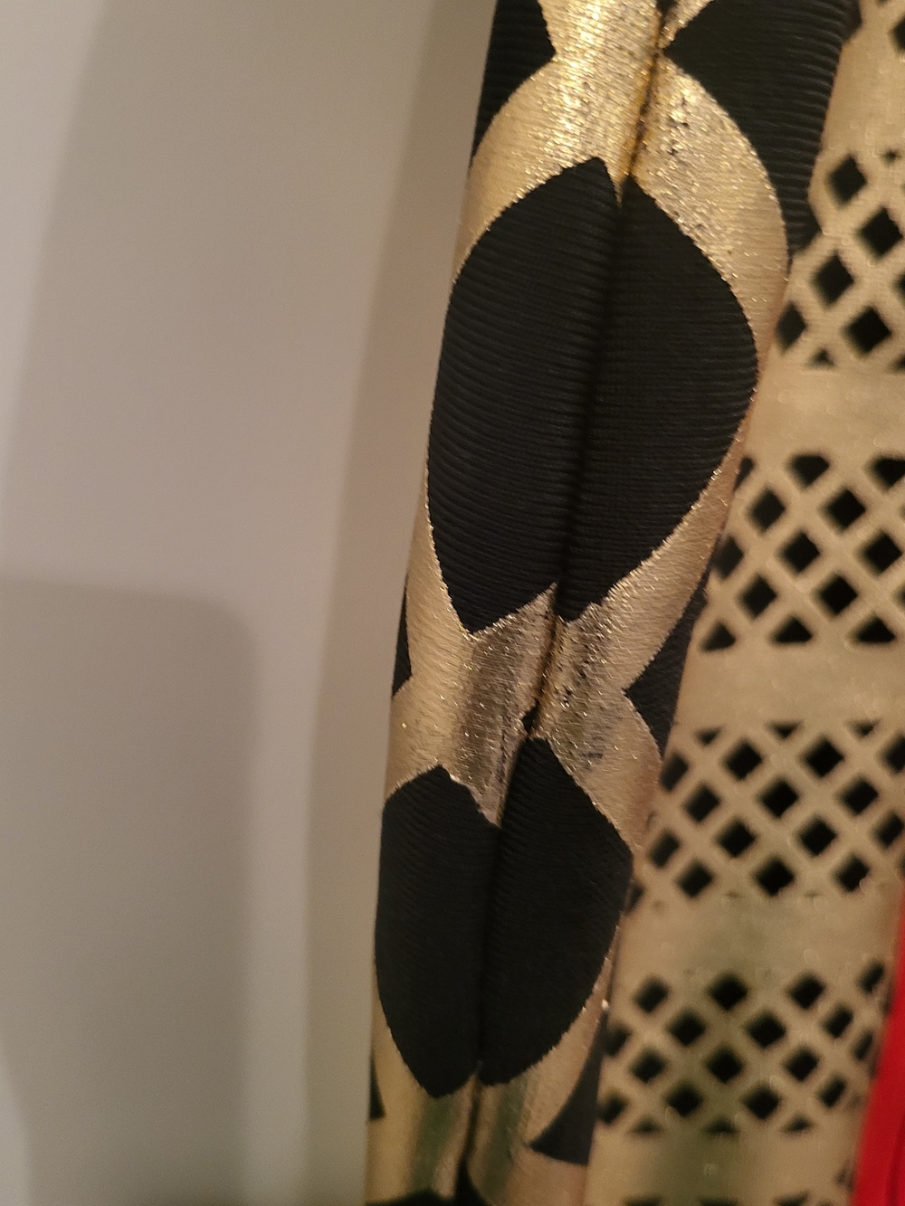 Red and Gold Bodycon Dress with Black Accents - Picture 4 of 5